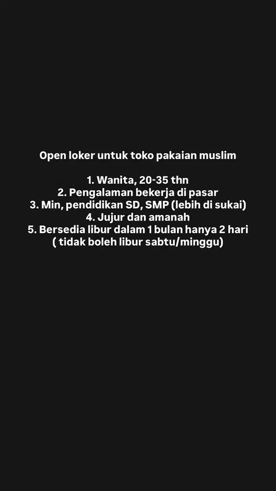 Loker toko pakaian