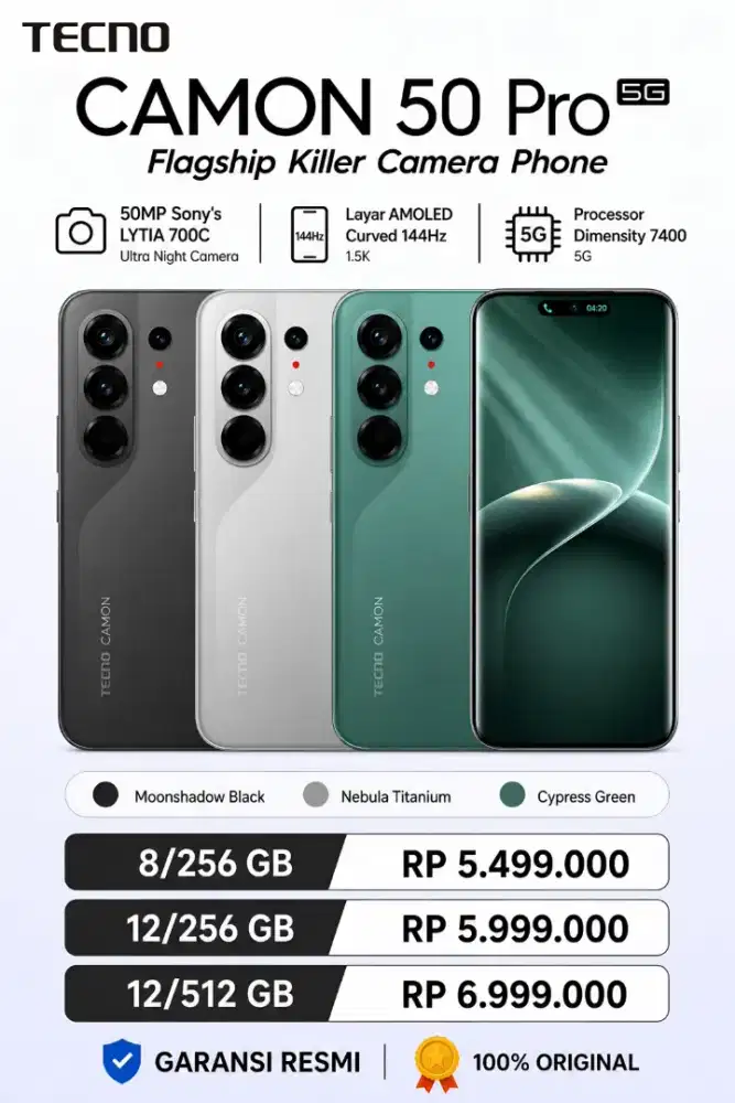 TECNO CAMON 50 PRO SERIES, FREE GIFT SPESIAL, PROMO TERBATAS