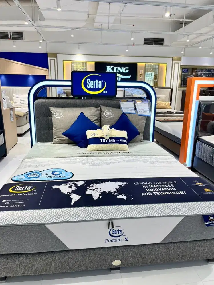 SERTA KING MATTRESS 180 X 200 FREE BASE + HEADBOARD, BISA CICILAN 0%