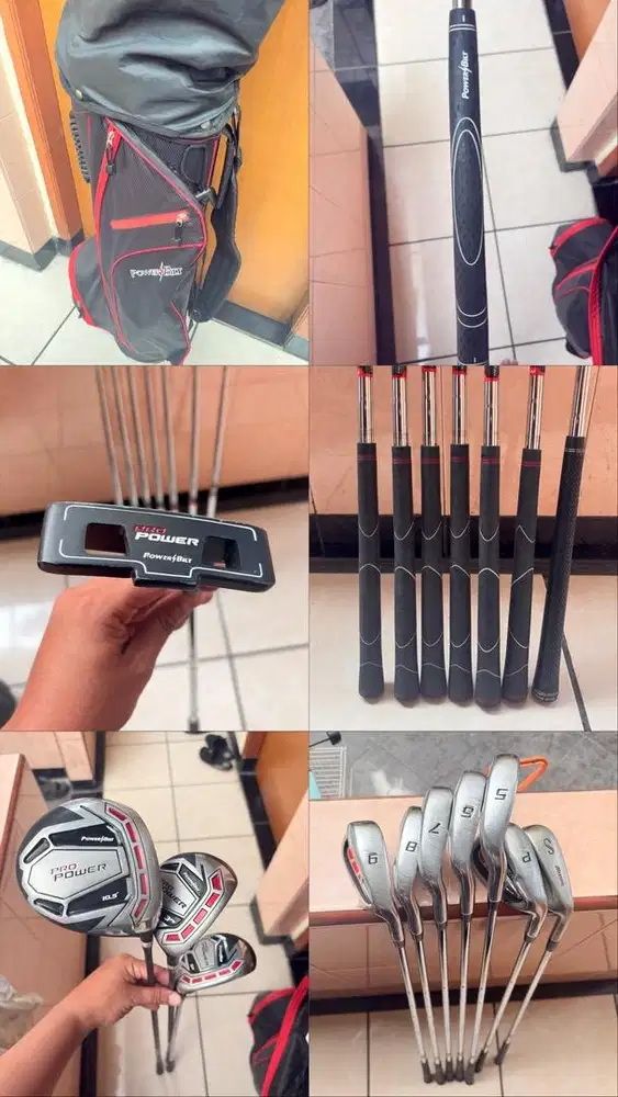 JUAL STICK GOLF UNISEX, 1 SET POWERBILT + BAG