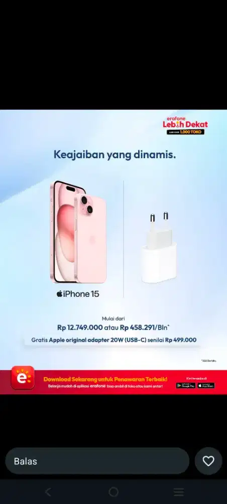 Iphone 15 new promo free apdater cicilan 0% dg home credit