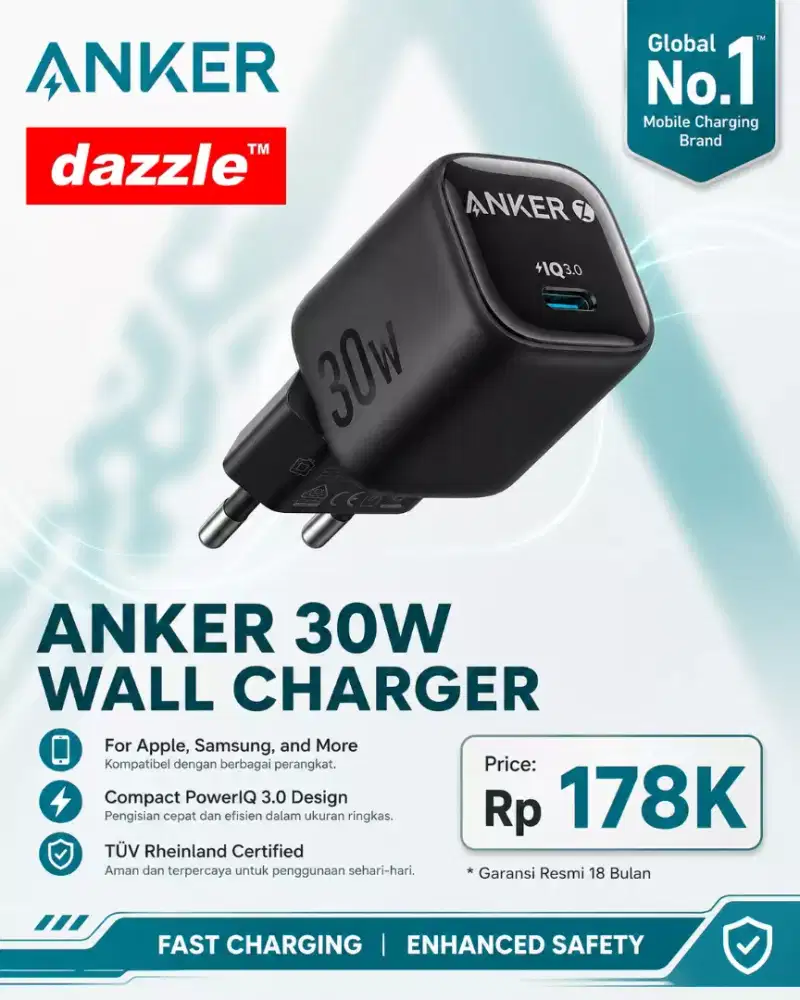 Tc anker zolo gan wall charger 30 Watt black
