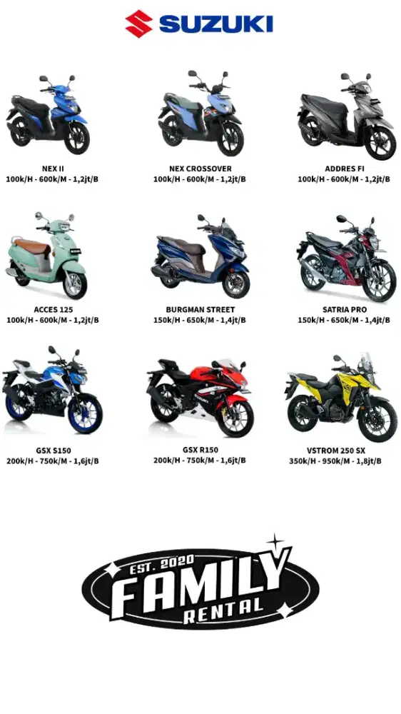 Family Rental Motor Harian/Mingguan/Bulanan