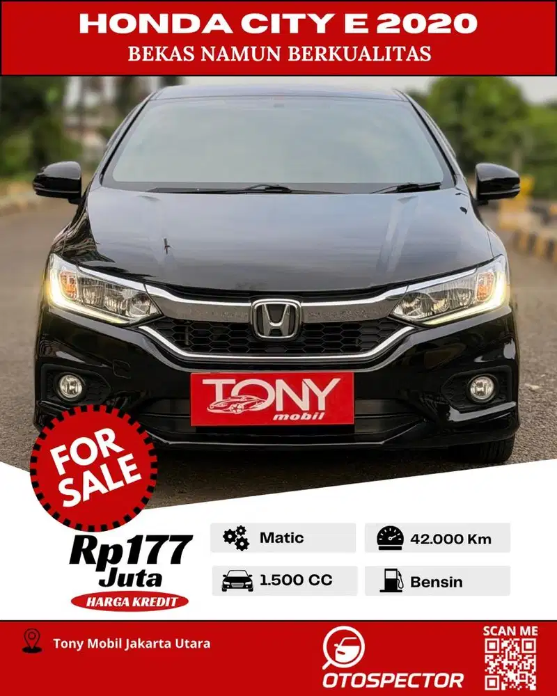 #Tony Mobil# Honda City E 2020 Hitam