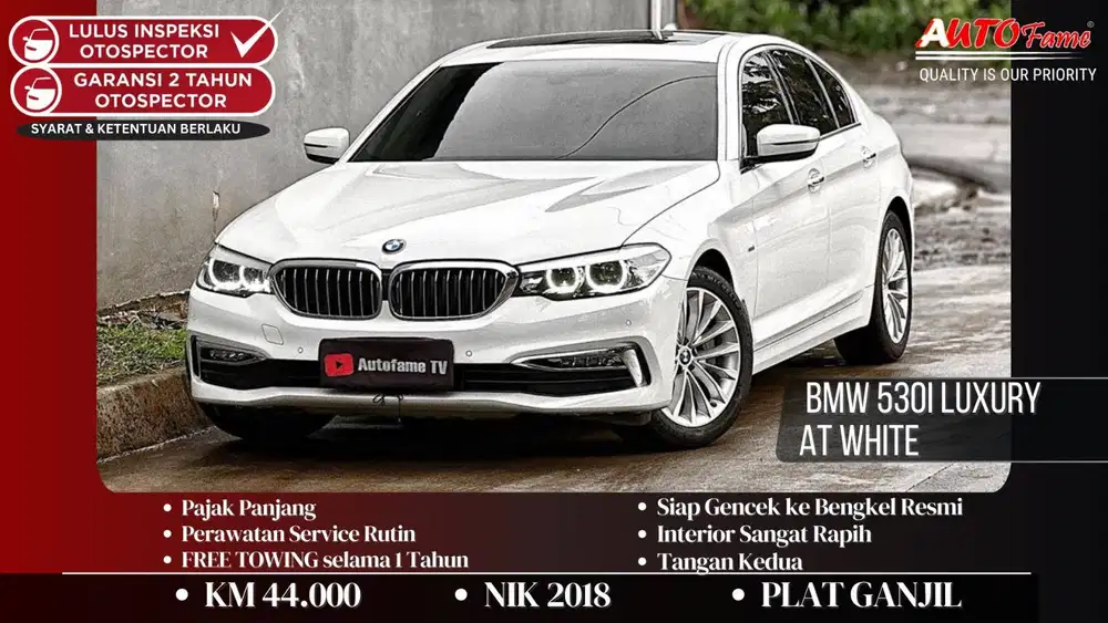 KM44RB BMW G30 530i Luxury Line NIK 2018 Sunroof White On Cognac