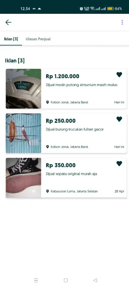 Jual burung/sepatu/mesin