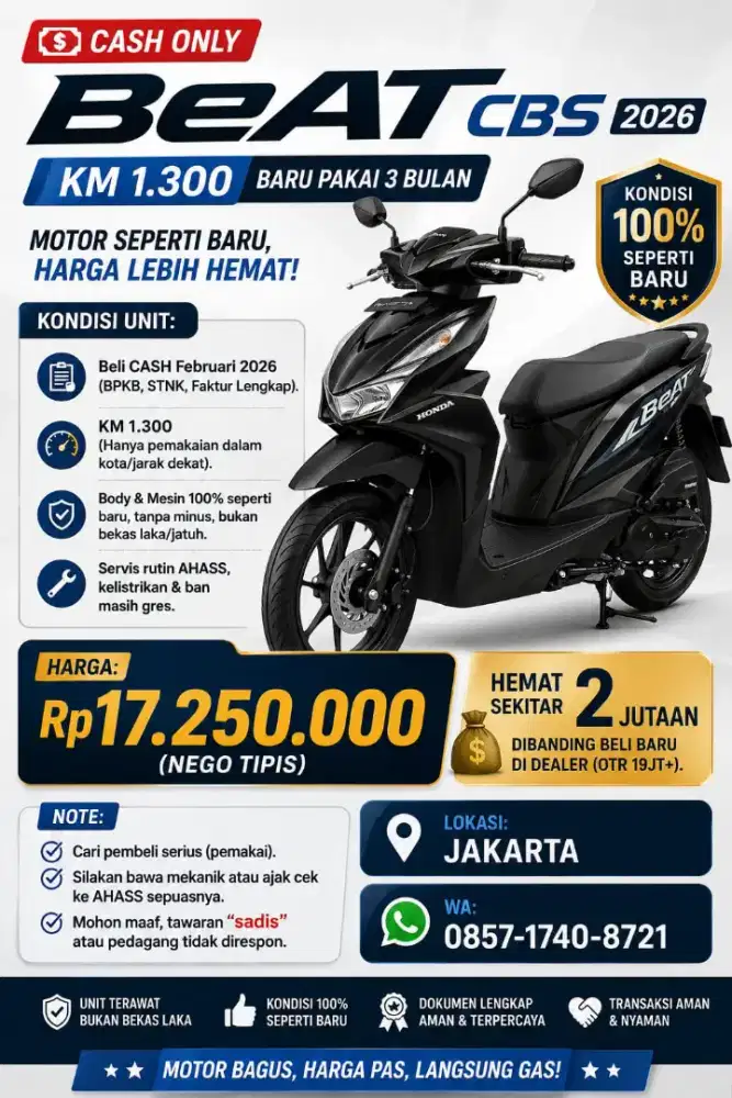 DI JUAL CEPAT MOTOR HONDA BEAT TAHUN 2026