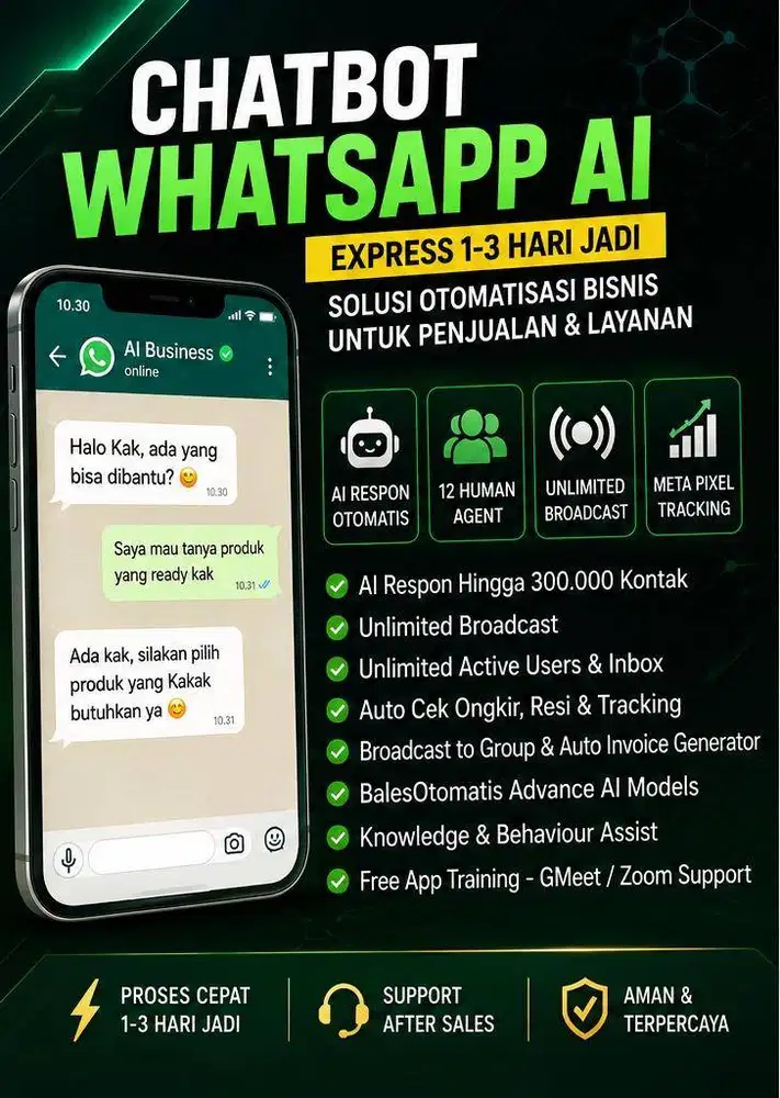 Jasa pasang Chat Whatsapp AI Auto Balas Murah resmi Cepat Bandung