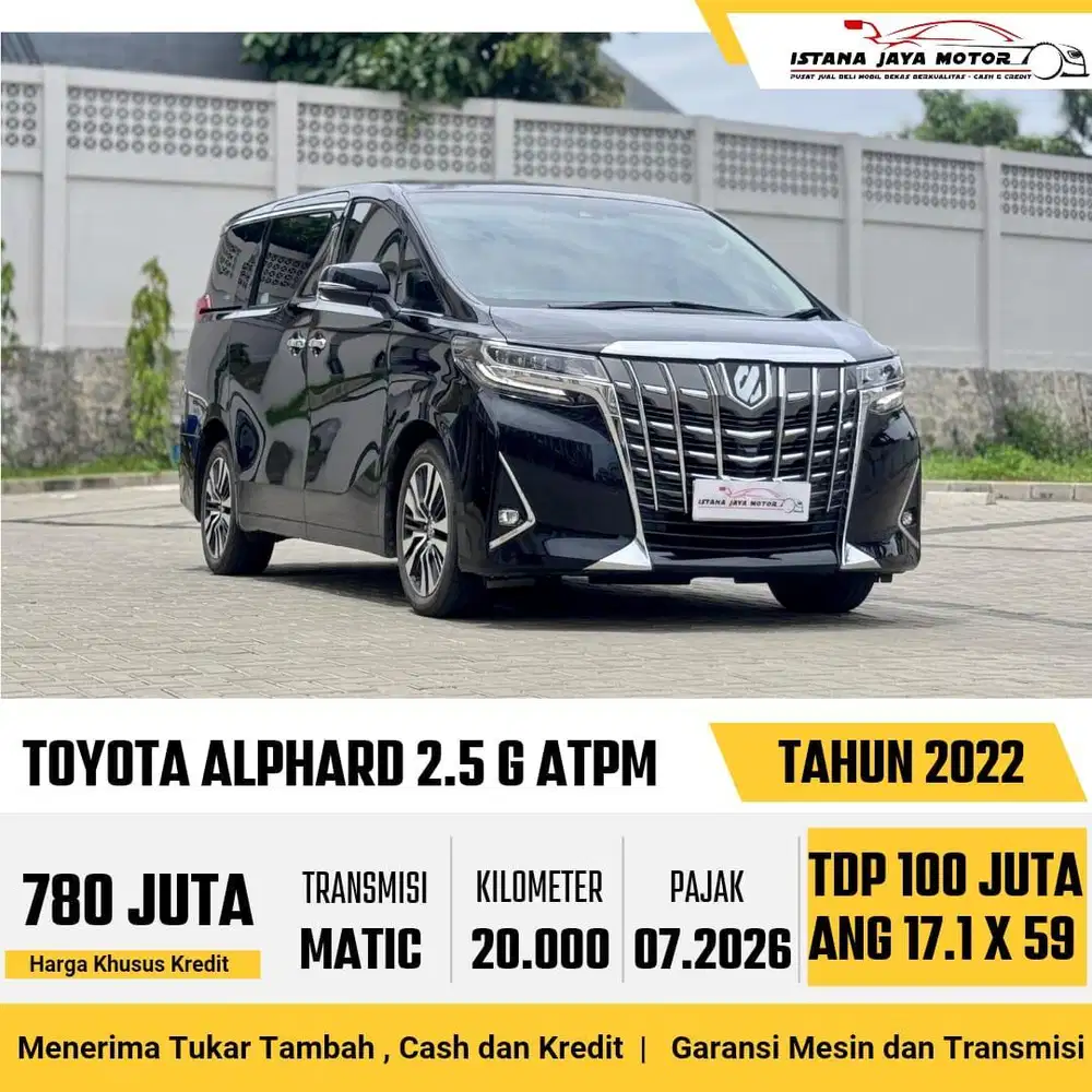 KM 20RB !! Toyota Alphard 2.5 G ATPM 2022 Black On Beige