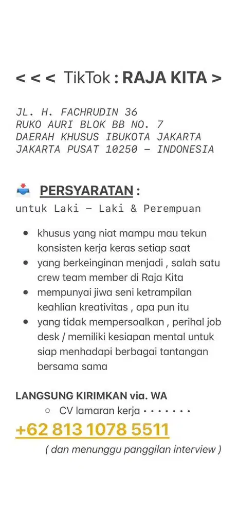 < < <  TikTok : RAJA KITA >