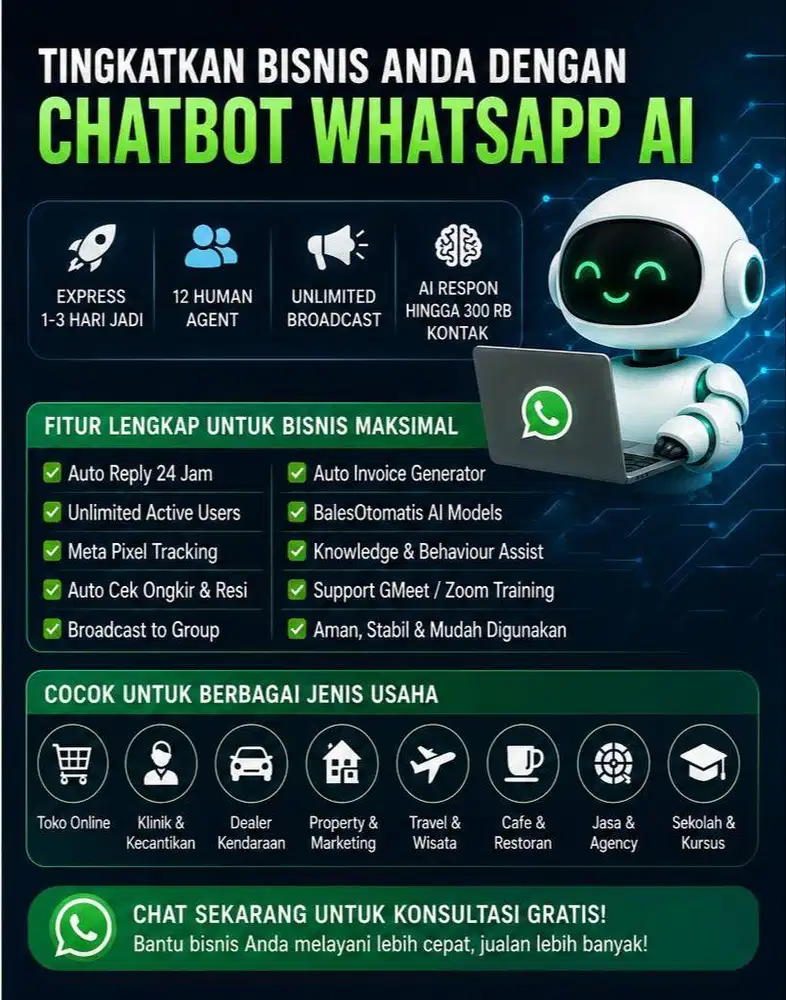 Jasa pasang Chat Whatsapp AI Auto Balas Murah resmi Bandung Barat