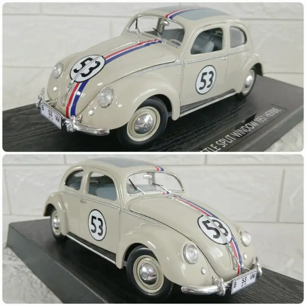Diecast / Miniatur VW Beetle Kodok Split Window 1951 Herbie skala 1:18