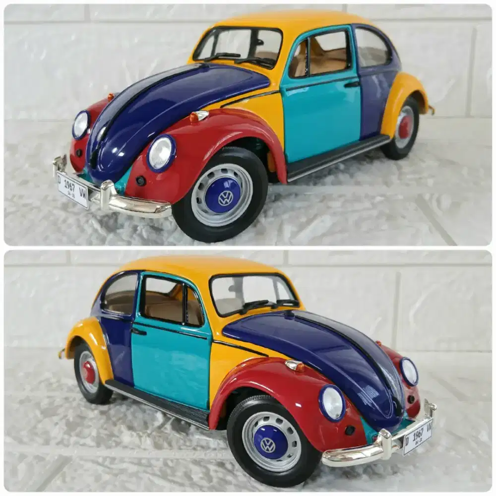 Diecast / Miniatur Volkswagen Beetle Kodok Harlequin skala 1:18