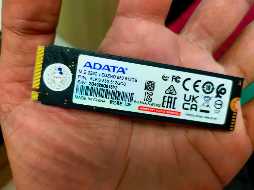 Dijual SSD 512GB NVME ORI cabutan dari laptop Zyrex sentinel 100% 100%