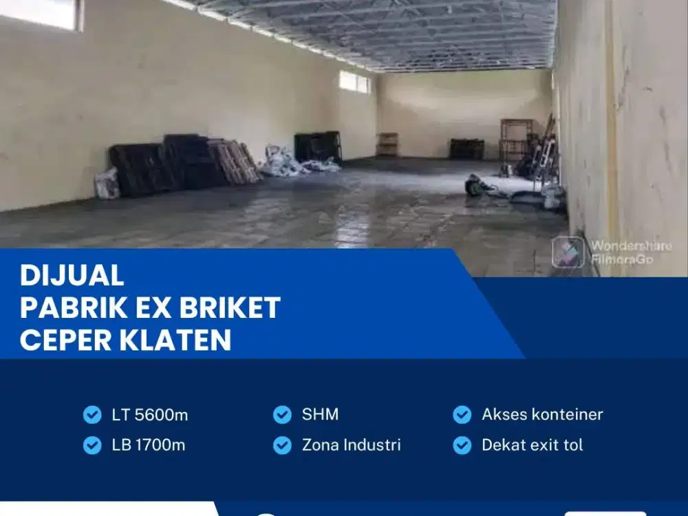 Dijual Ex Pabrik Briket Kawasan Industri Lokasi Ceper,Klaten Luas 5600m2
