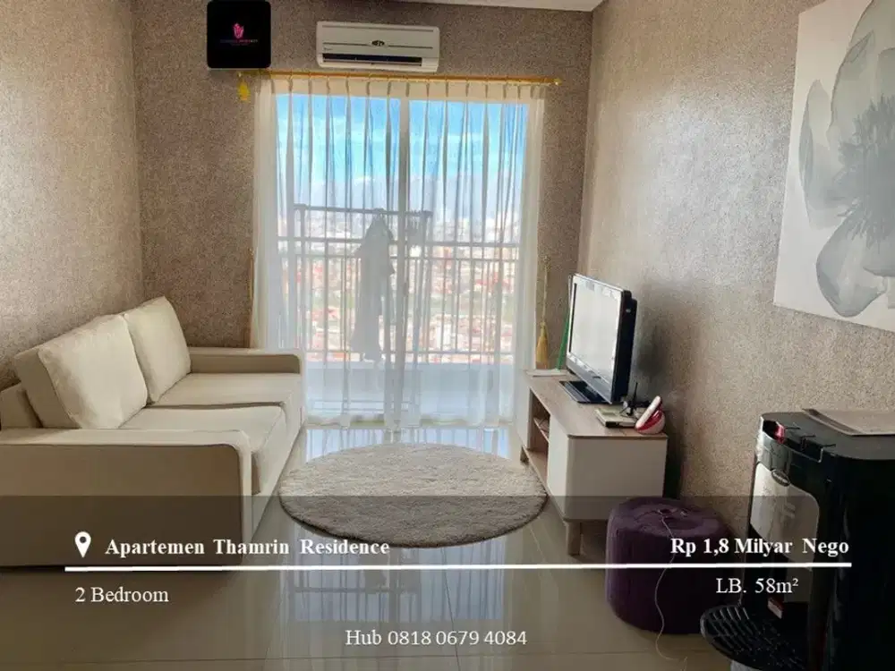 Dijual/Disewakan Apartement Thamrin Residence High Floor 2BR Furnished