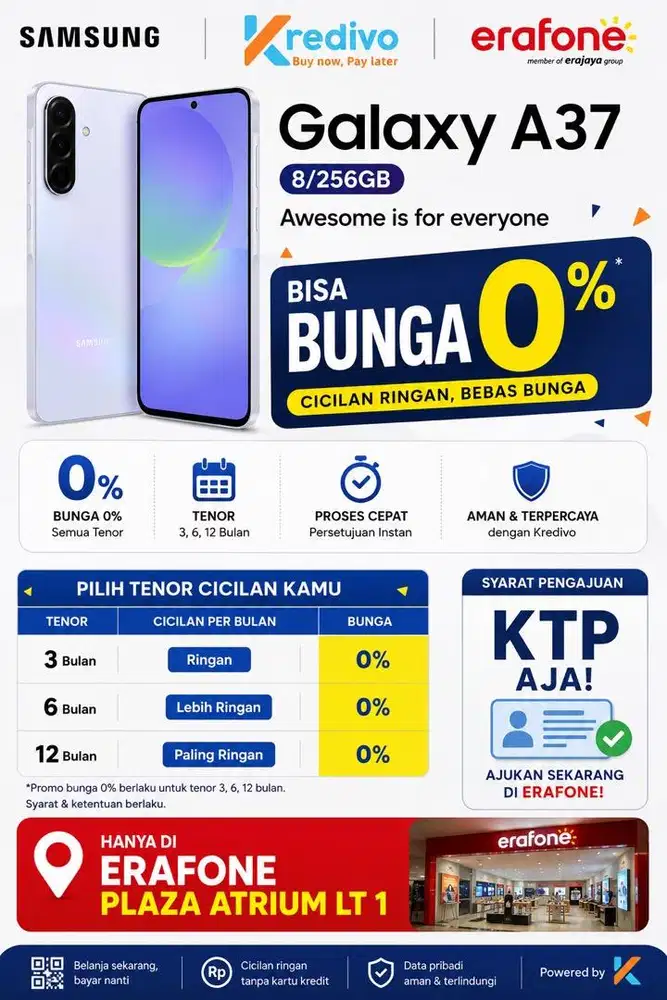 Cicilan bunga 0% Samsung A37 5G 8/256Gb