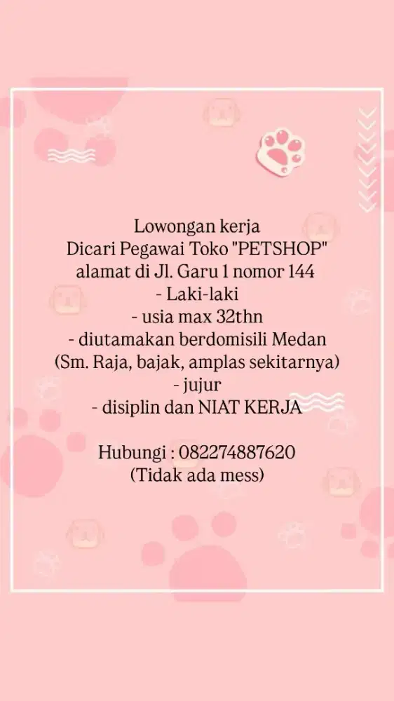 Dibutuhkan pegawai toko
