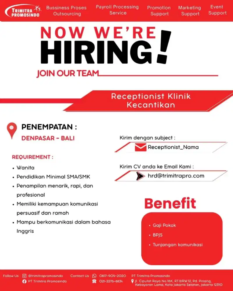 Receptionist Klinik Kecantikan