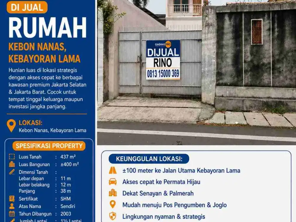 Rumah siap huni kawasan premium kebon nanas kebayoran lama jakarta selatan