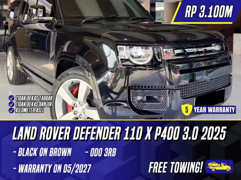 Land Rover Defender 110 X 3.0 P400 2025 NIK 2024 Black on Brown Hitam