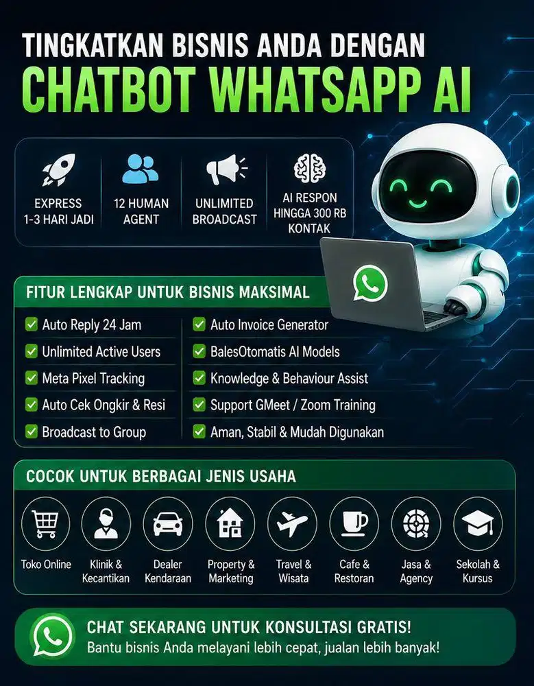 Jasa pasang Chat Whatsapp AI Auto Balas Murah resmi Cepat Sumedang