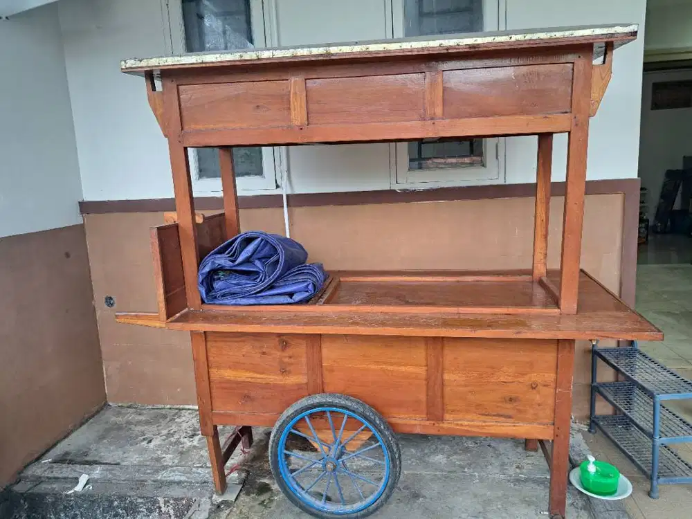 Grobak angkringan kayu jati lengkap