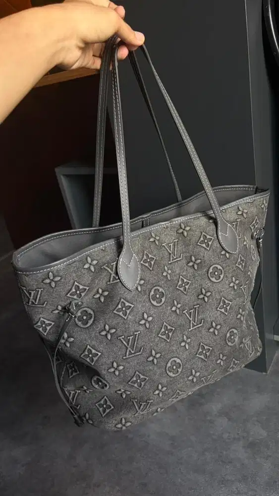 (PRELOVED) LOUIS VUITTON NEVERFULL MM MONOGRAM DENIM JACQUARD