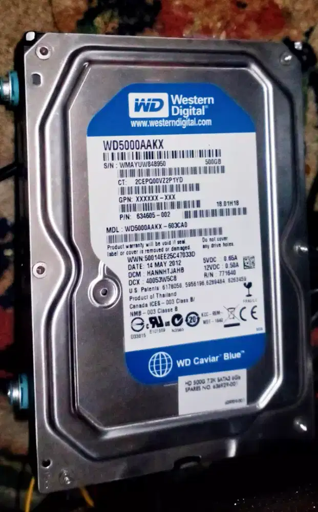 HARDISK SATA FOR PC/CCTV WD BLUE 500GB GOOD CONDITION JAKSEL