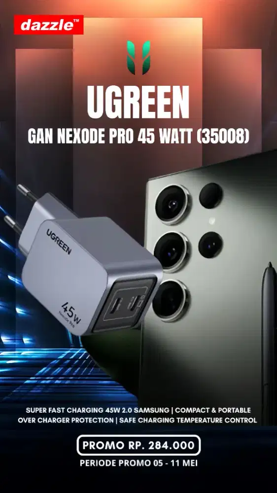 UGREEN GAN NEXODE PRO 45 WATT CHARGER (35008)