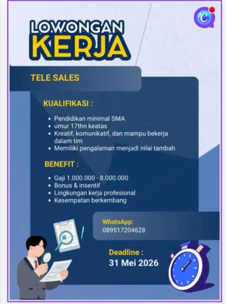 Lowongan kerja tele sales
