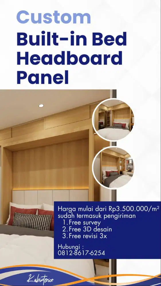 Custom Built-in Bed Headboard Panel