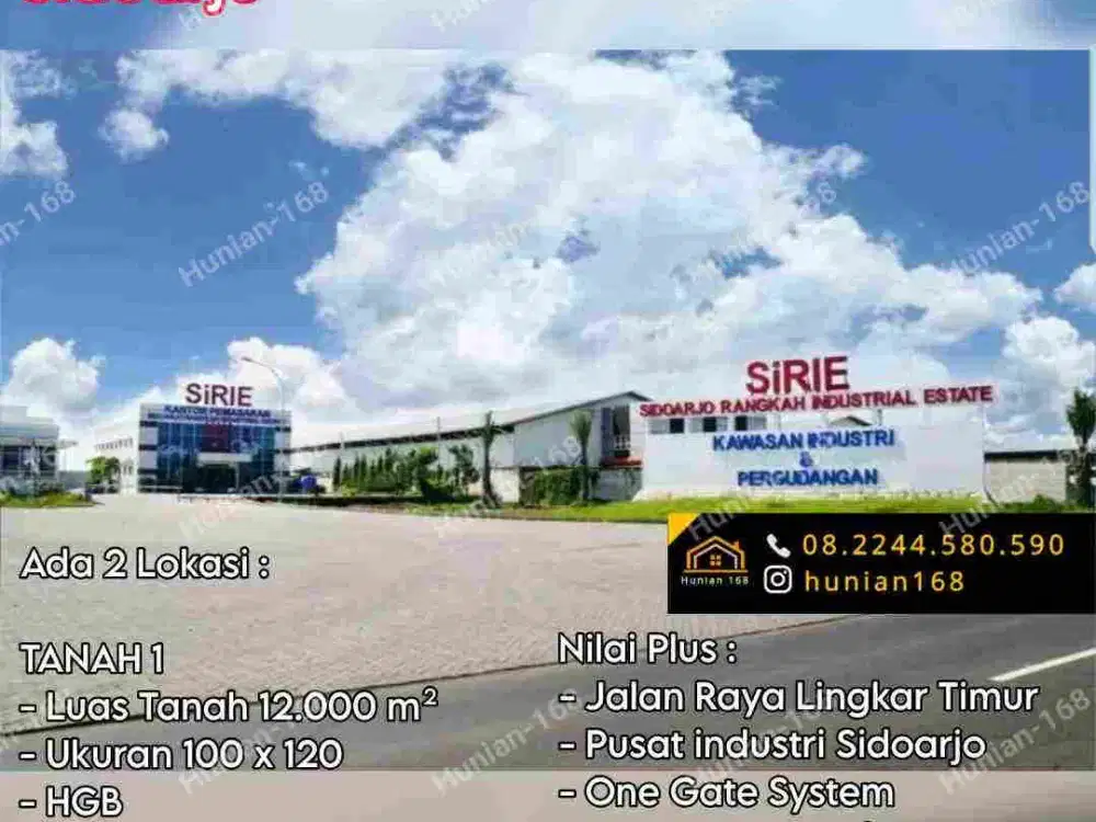 Tanah Kavling Industri Gudang Pergudangan Sirie Safe n Lock CIP Raya Lingkar Timur Sinar Buduran Gedangan Sidoarjo Kota