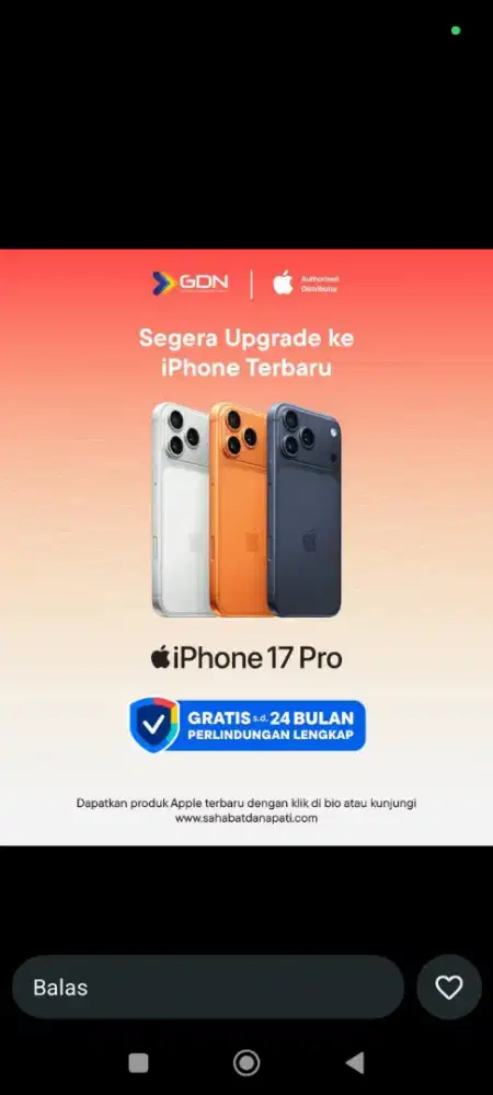 Cicilan bunga bisa 0% iphone 17 pro max