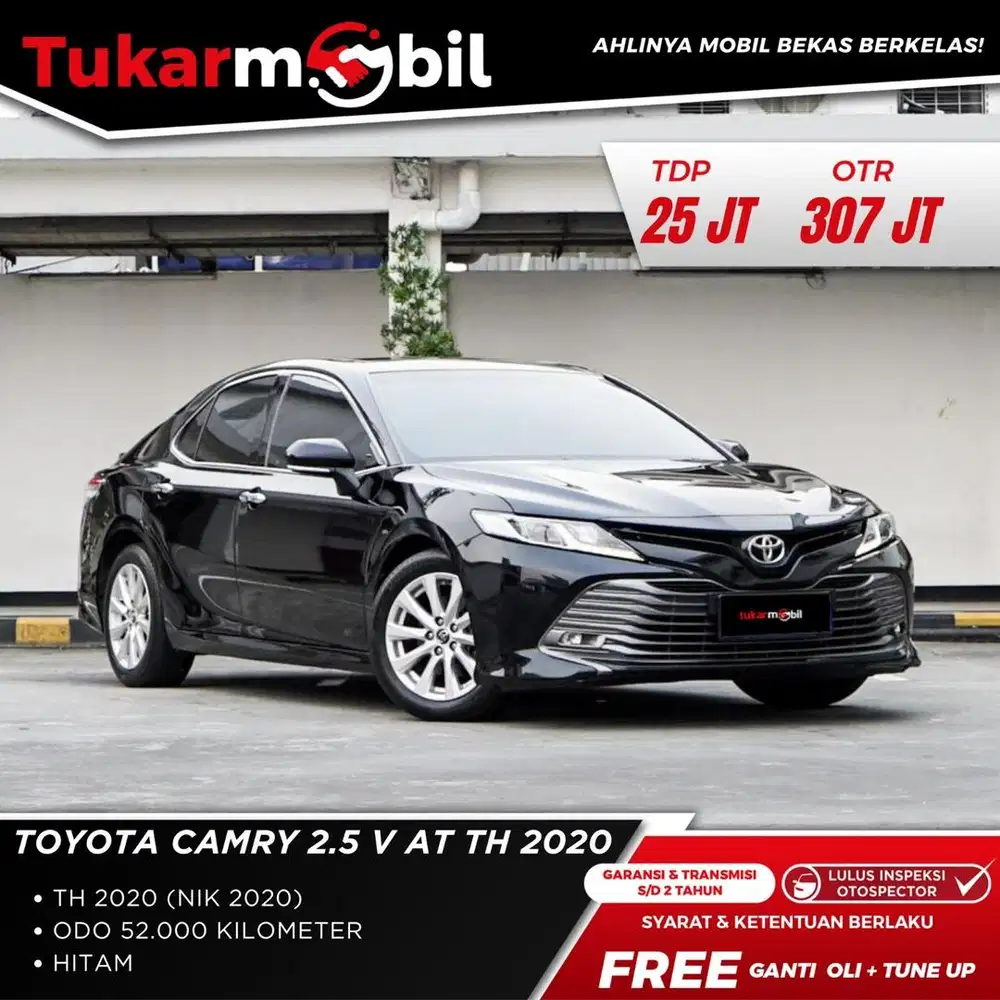 [BERGARANSI] TOYOTA CAMRY 2.5 V MATIC TAHUN 2020 HITAM KOW KM