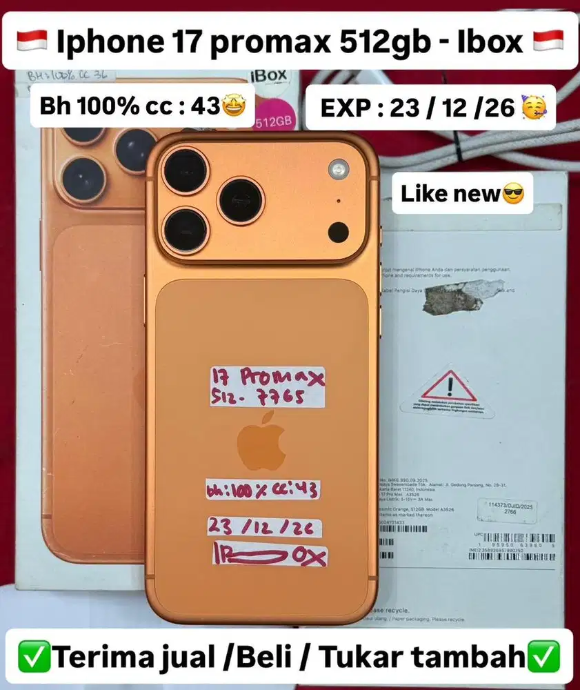 Iphone 17 Promax 512 Gb Cosmic Orange Resmi ibox Fullser ori
