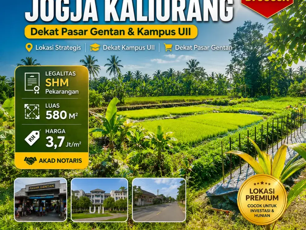 tanah kaliurang km 9  dekat pasar gentan & kampus UII
