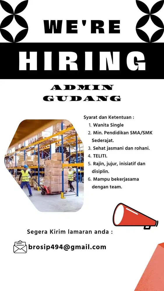 BUTUH CEPAT ADMIN GUDANG