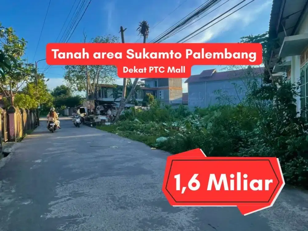 Jual Tanah Strategis R Sukamto Palembang – LT 409 m² SHM Dekat Jalan Utama Harga 1,6 Miliar