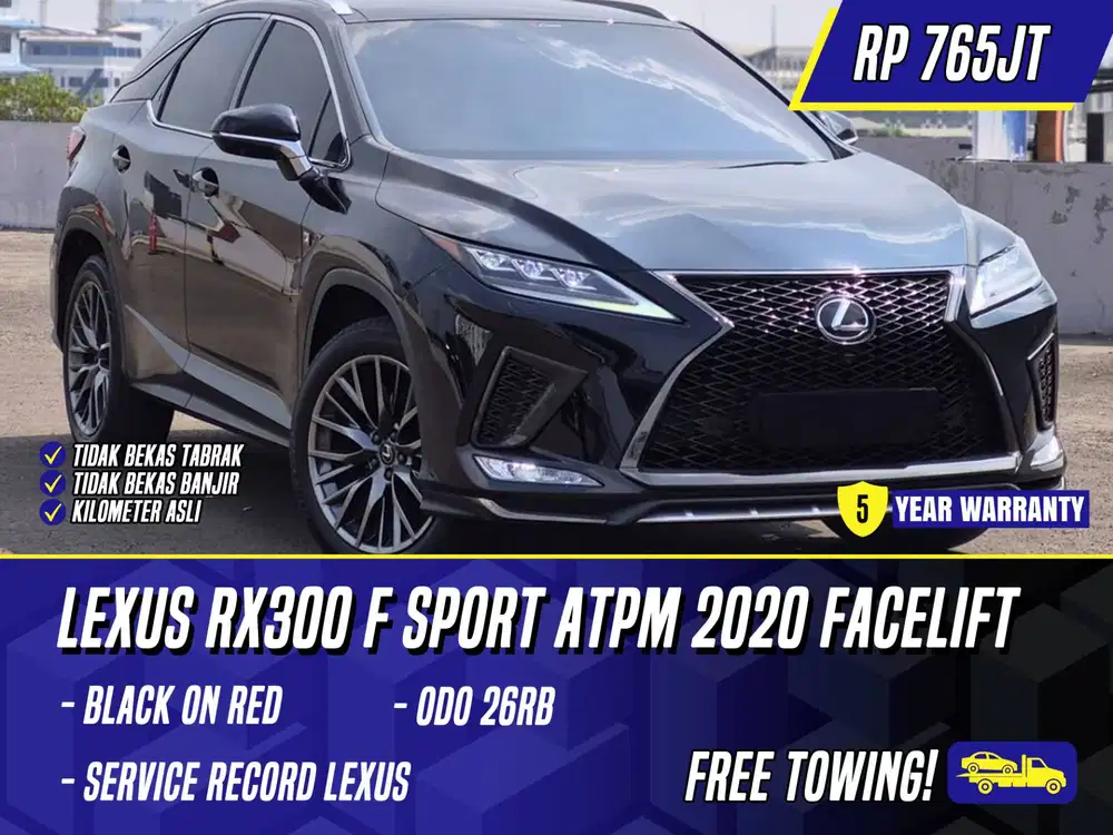 Lexus RX300 F Sport 2020 Facelift Black on Red Hitam FSport