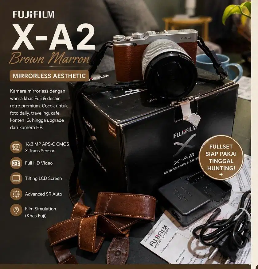 FUJIFILM X-A2 Brown Fullset Mulus