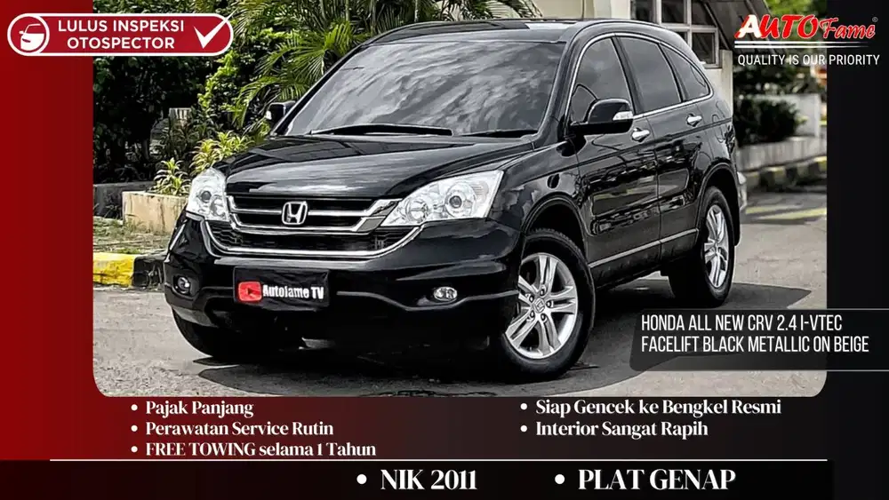 Honda All New CRV 2.4 I-VTEC Facelift NIK 2011 Black Metallic On Beige