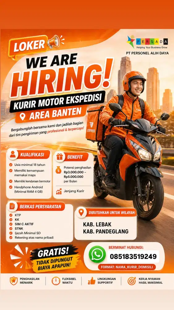 LOWONGAN PEKERJAAN DRIVER/RIDER MITRA&DEDICATE