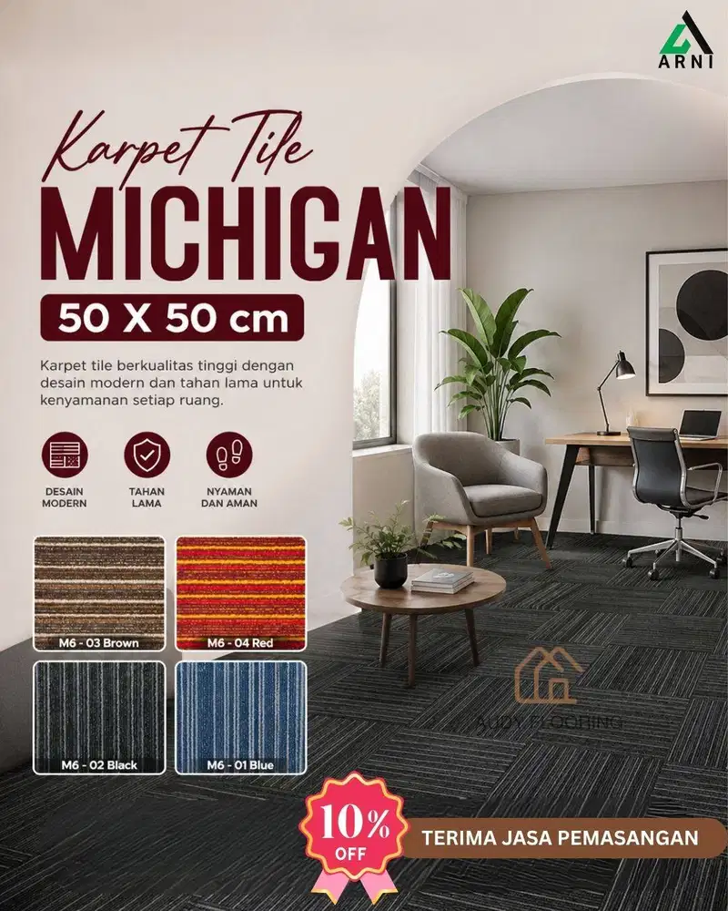 Karpet Tile MICHIGAN | Karpet Kantor 50 X 50 Cm | Karpet Hotel
