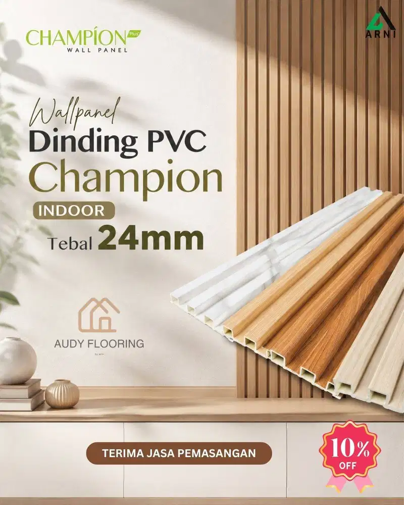 WPC Wallpanel CHAMPION tebal 24mm | Dekorasi Dinding Indoor PVC