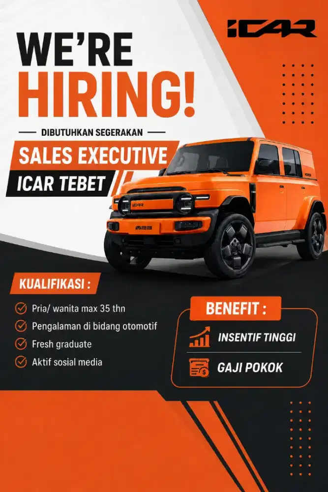 Lowongan kerja Sales iCar tebet