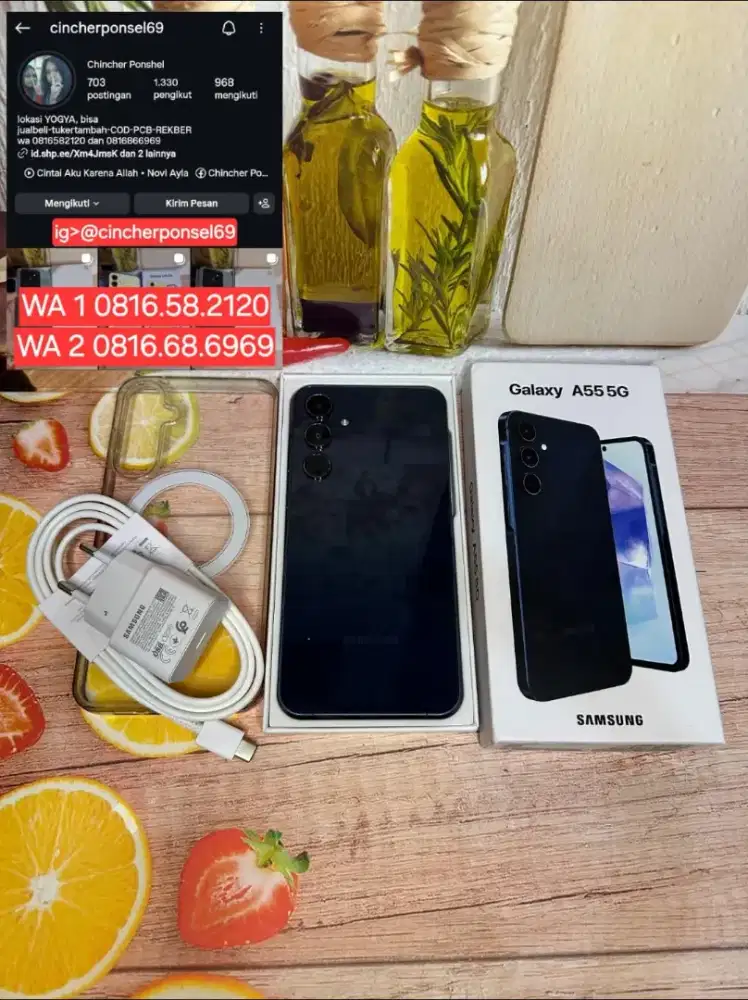 Jual hp likenew samsung A55 5G 8/256 istimewa grns resmi  free ADAPTO