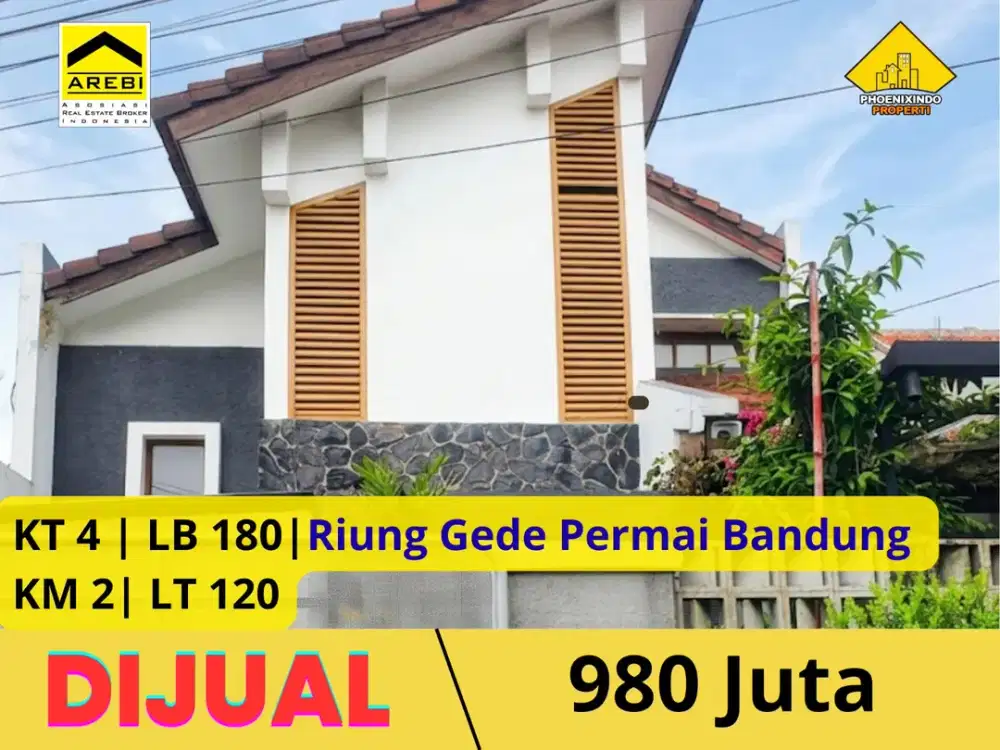 Rumah 2 Lantai Gaya Tropis di Riung Gede Permai Bandung | 4 KT | Dekat Summarecon | Rp 980 Juta