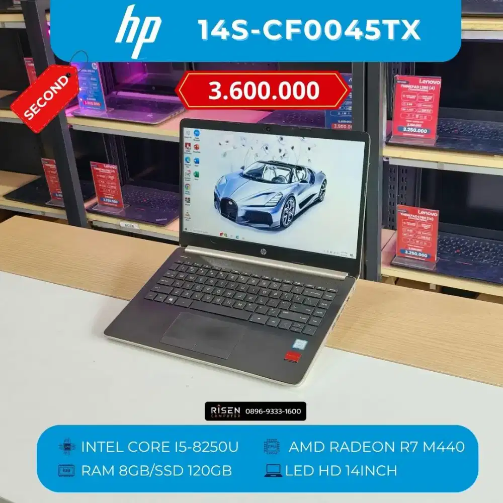 HP 14S-CF0045TX Intel Core I5-8250U RAM 8GB SSD 120GB HD 14inch Second