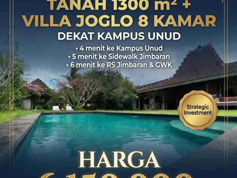 DIJUAL MURAH Tanah Strategis 1300m² Bonus Villa di Jimbaran Bali